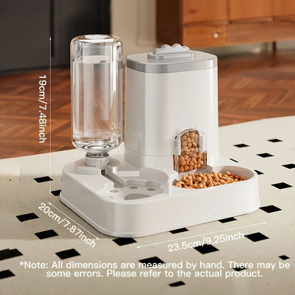 Automatic Gravity Cat Water & Food Dispenser, Spill-Proof