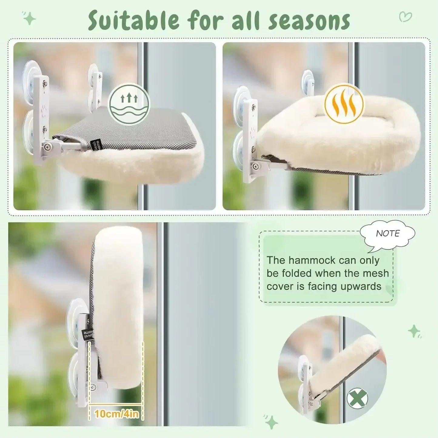 Winter Cat Hammock Window Bed with Suction Cups