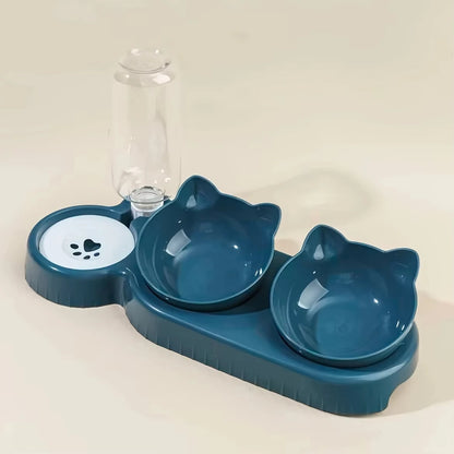3-in-1 Tilted Cat & Dog Bowl with Water Feeder
