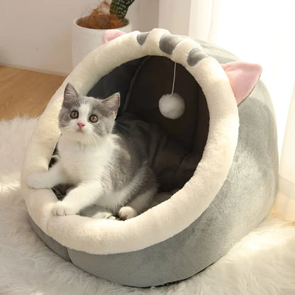 Cartoon Foldable Cat & Small Dog Bed, Washable