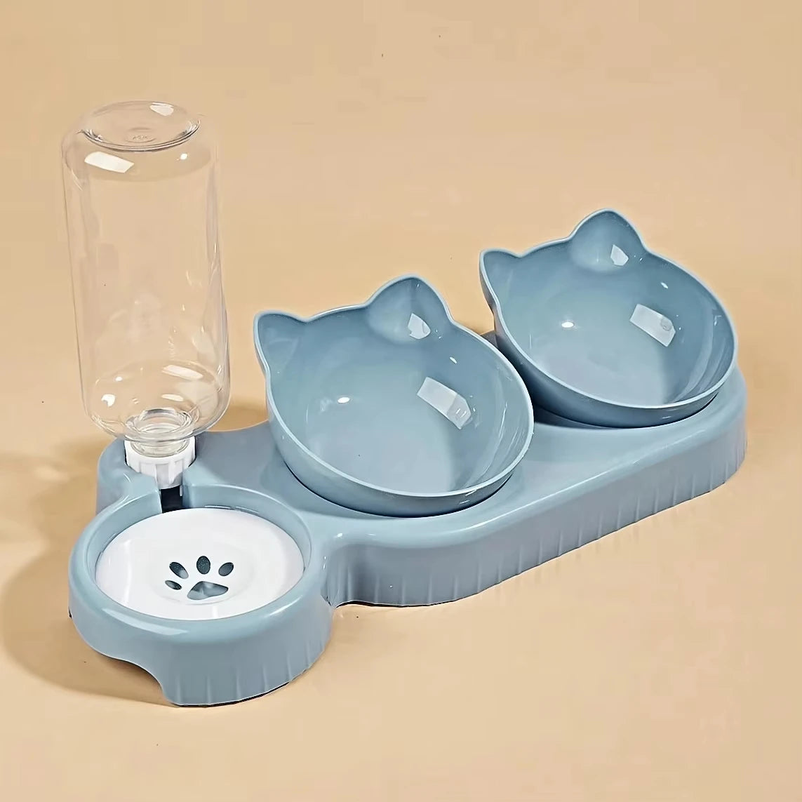 3-in-1 Tilted Cat & Dog Bowl with Water Feeder