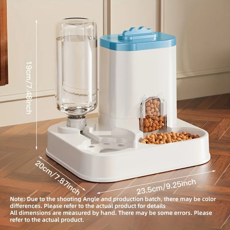 Automatic Gravity Cat Water & Food Dispenser, Spill-Proof