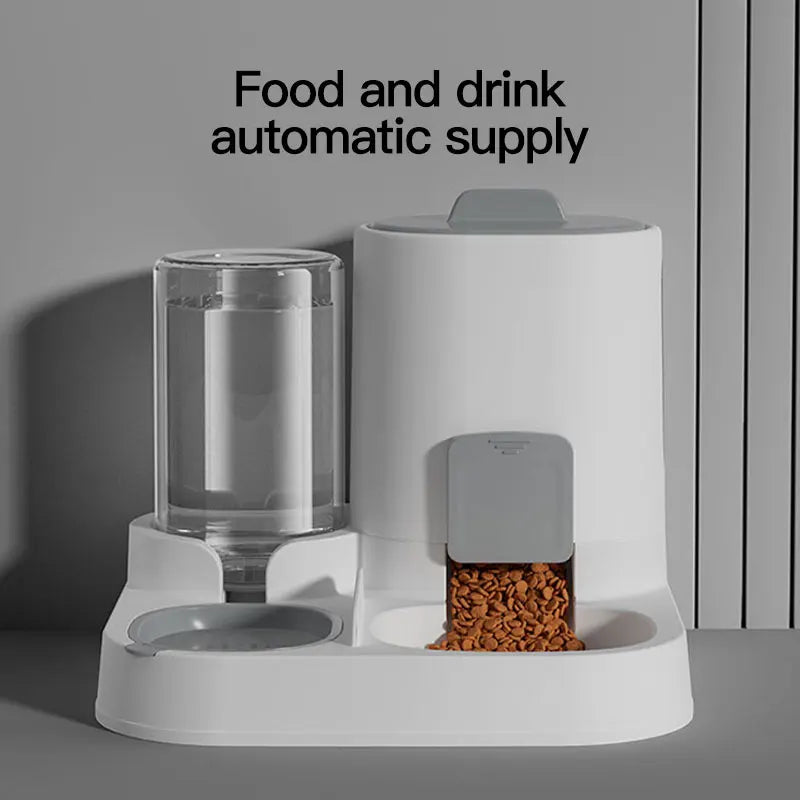 Automatic Gravity Cat Water & Food Dispenser, Spill-Proof