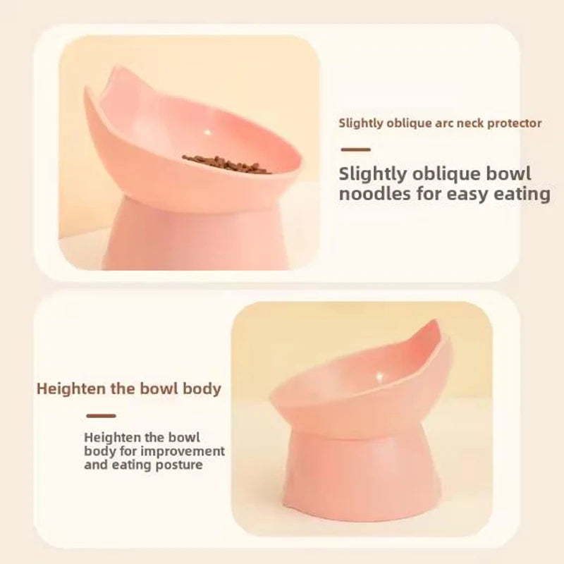 Raised Cat & Dog Bowl with Neck Protection, Anti-Spill