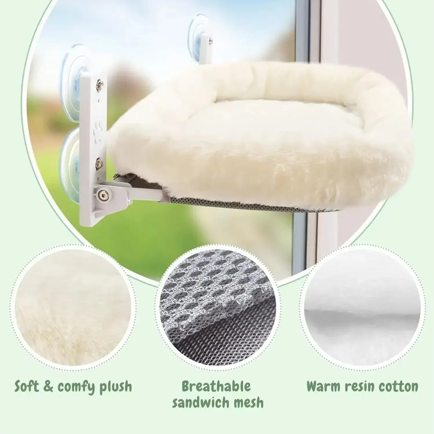 Winter Cat Hammock Window Bed with Suction Cups