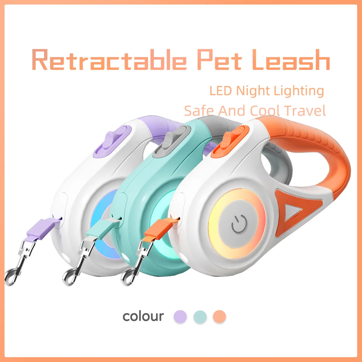 LED Retractable Dog Leash for All Pet Sizes