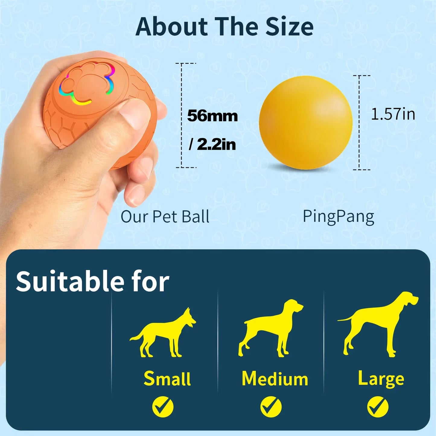 Smart Interactive Pet Toy Ball with RGB Lights