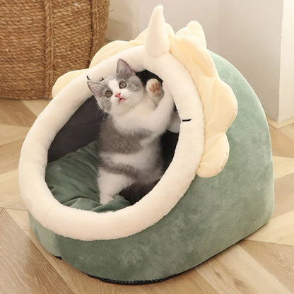 Cartoon Foldable Cat & Small Dog Bed, Washable