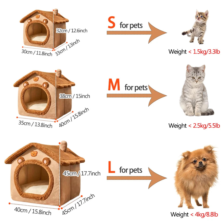 Foldable Washable Cat & Puppy House for All Seasons