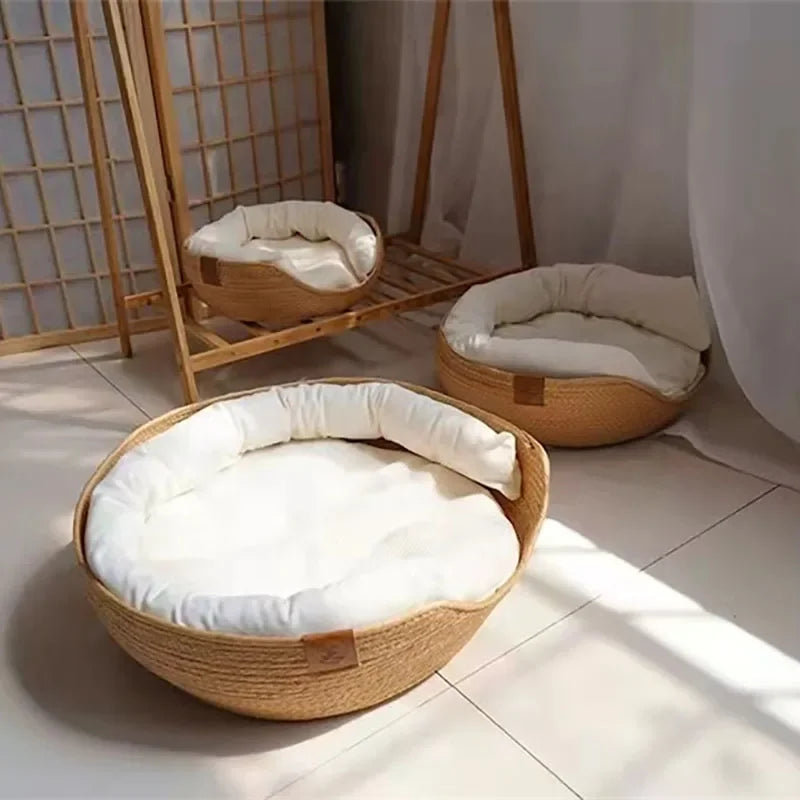 Four-Season Cozy Pet Nest with Removable Cushion